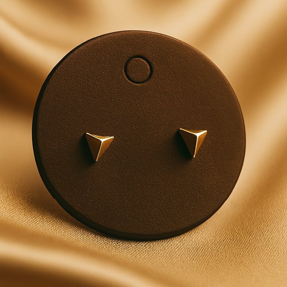 Minimalist Gold 3D Triangle Stud Earrings – Geometric Modern Women Fashion Jewel